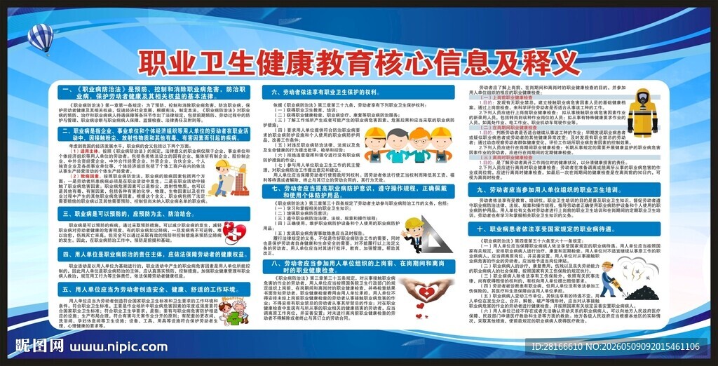 职业卫生健康教育核心信息宣传栏