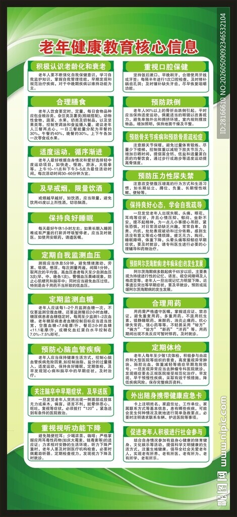 老年健康核心信息20条展架