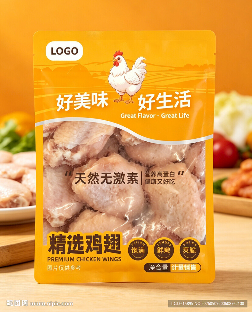 鸡翅包装袋正面平面展开图