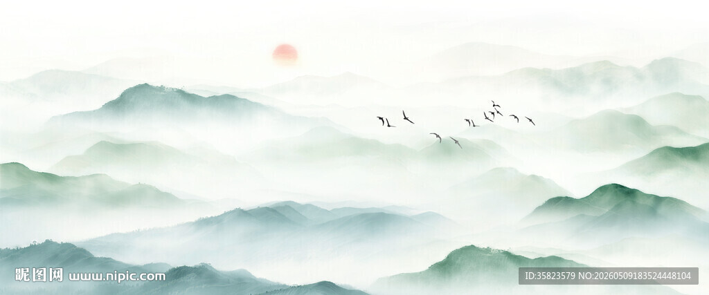 新中式水墨山水画