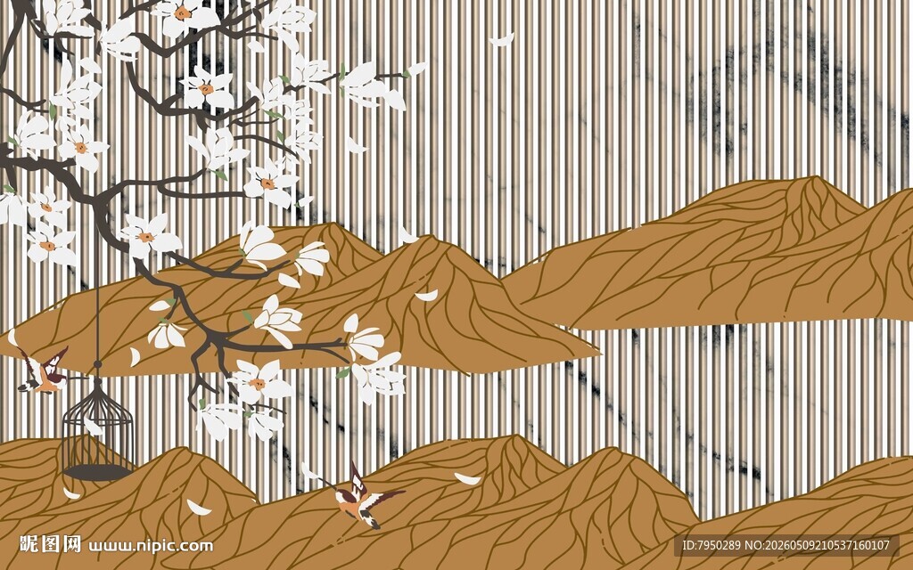 中式山水花卉装饰画