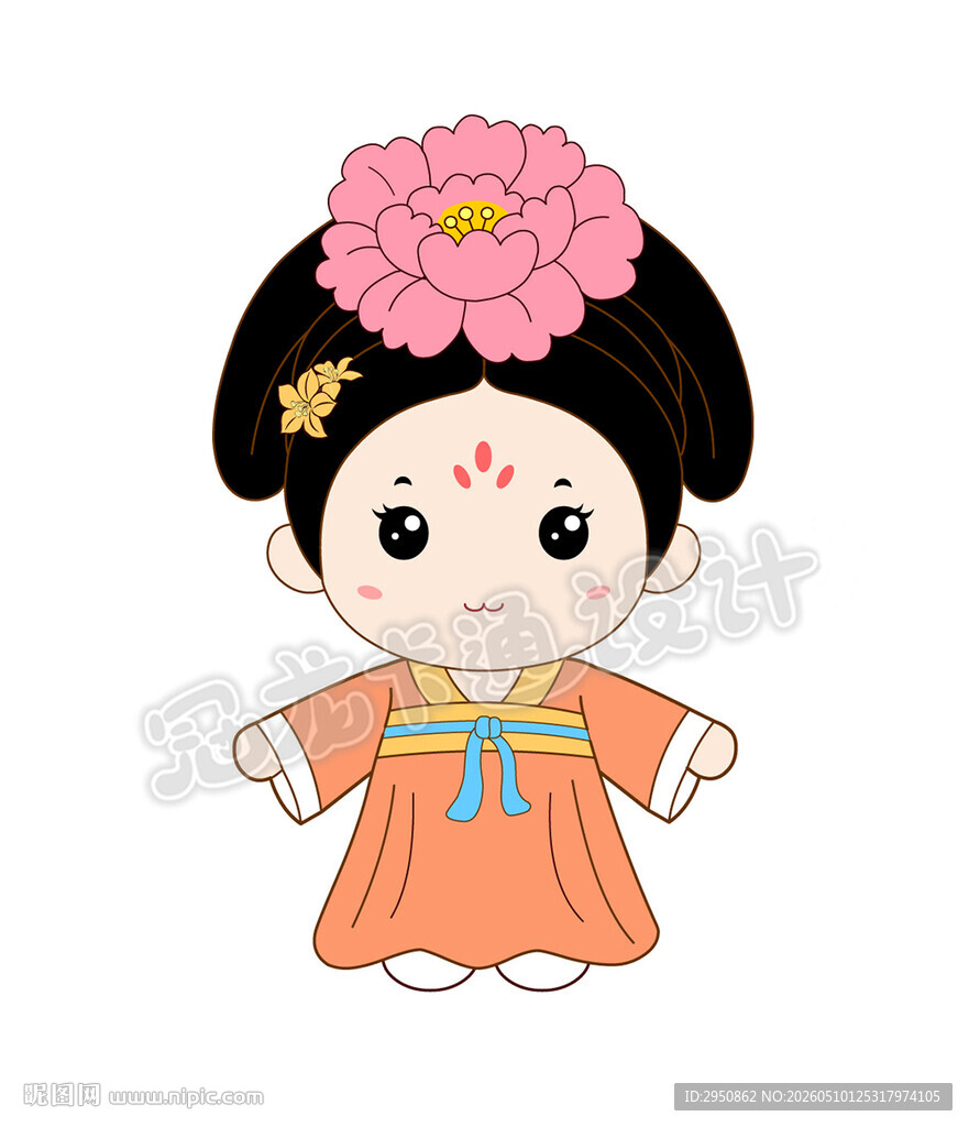 可爱古风卡通小女孩形象