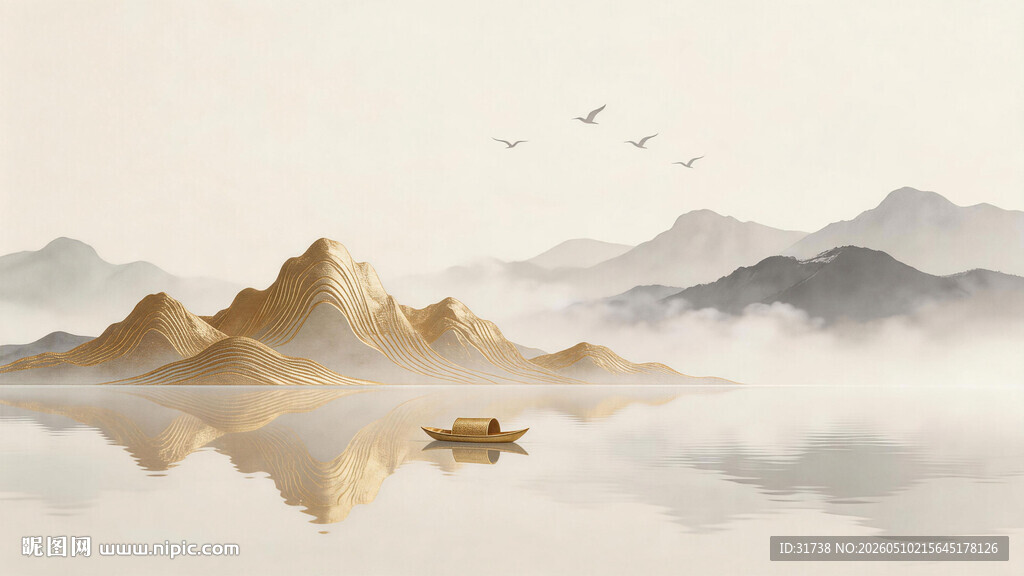 金色山水画