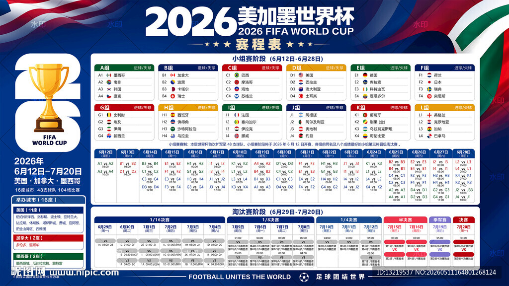 2026年世界杯赛程表