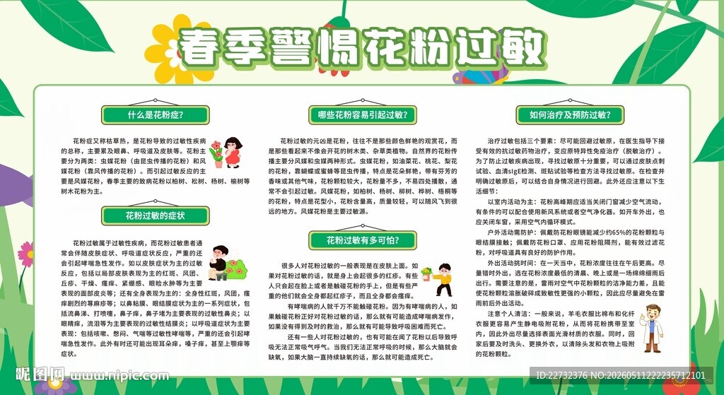 防治花粉过敏宣传栏