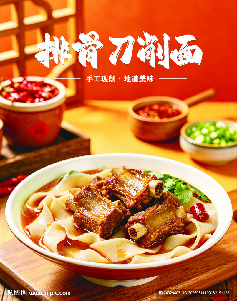 美味排骨刀削面诱人呈现