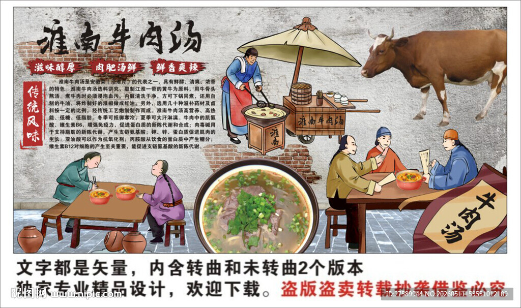淮南牛肉汤背景墙装饰画