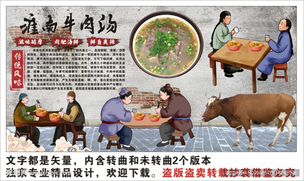 淮南牛肉汤背景墙装饰画