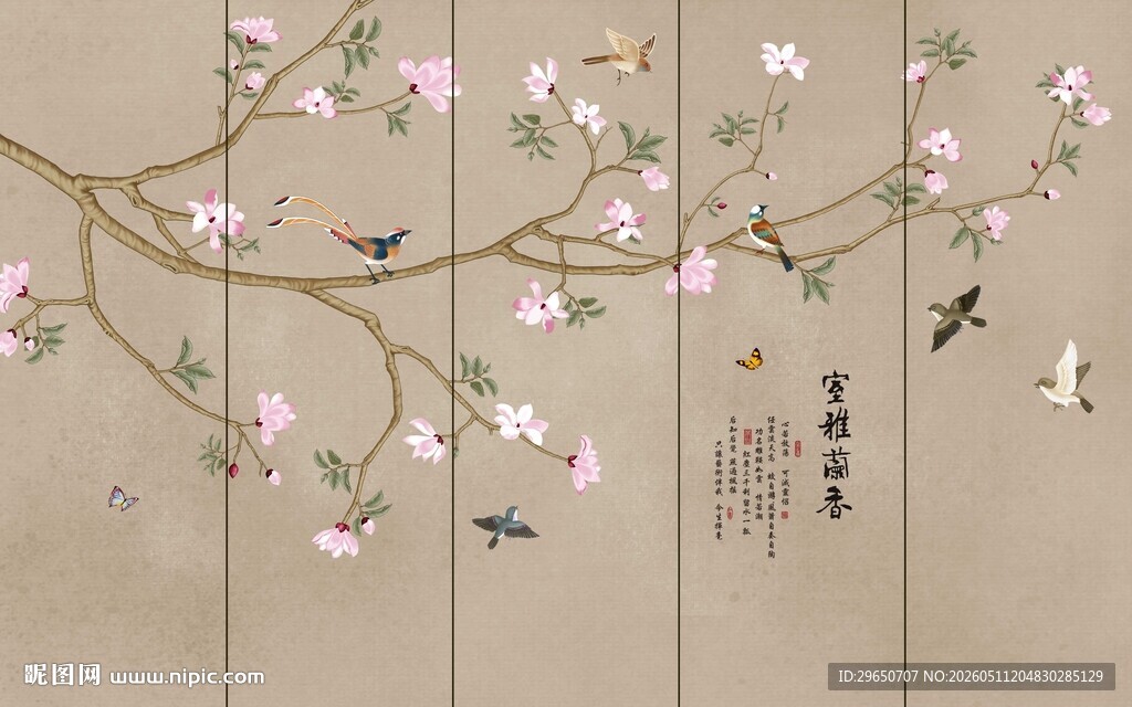 工艺花鸟背景