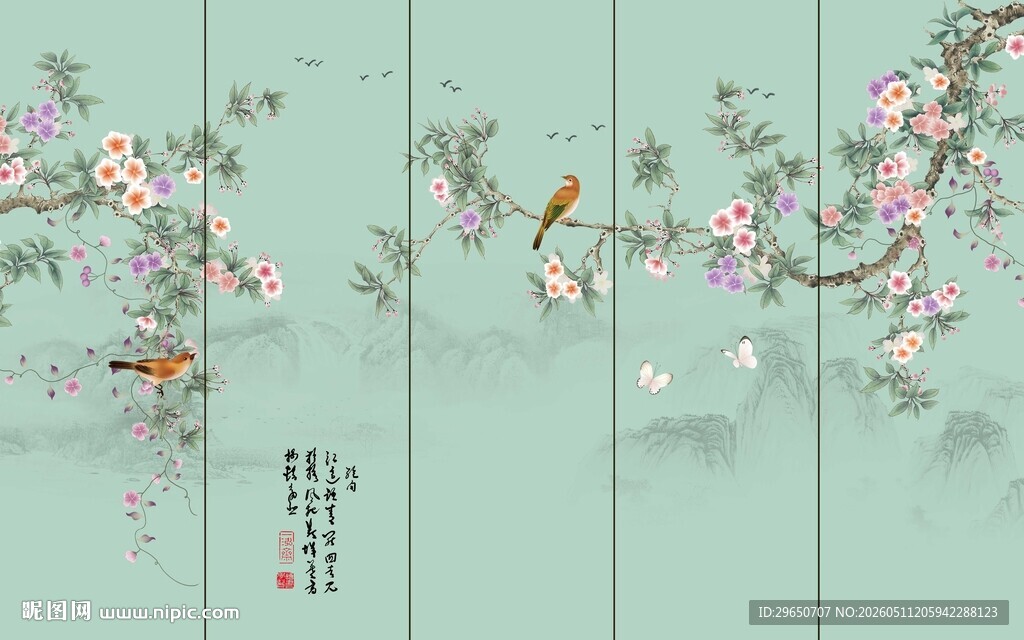 花鸟山水背景