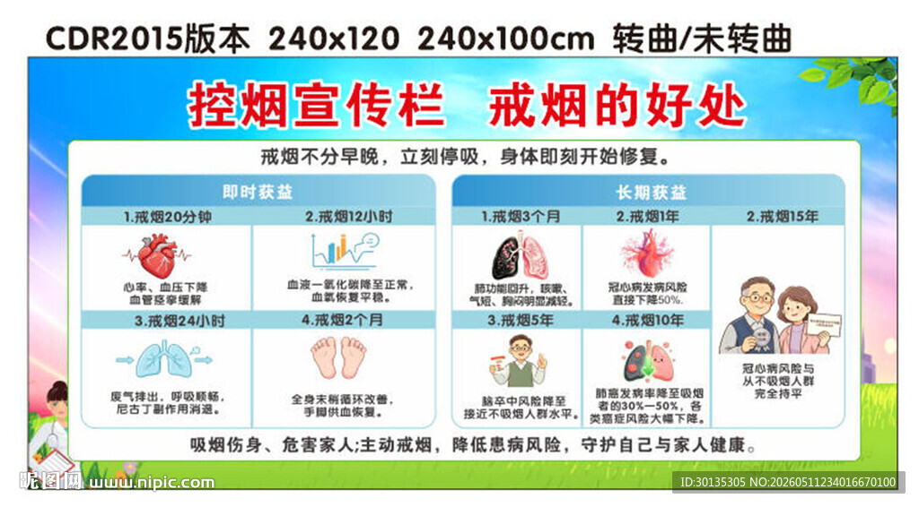 控烟戒烟禁烟健康教育宣传栏图片