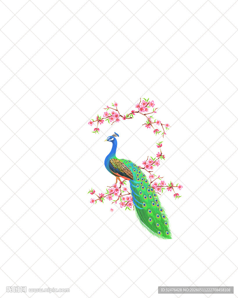 孔雀伴繁花