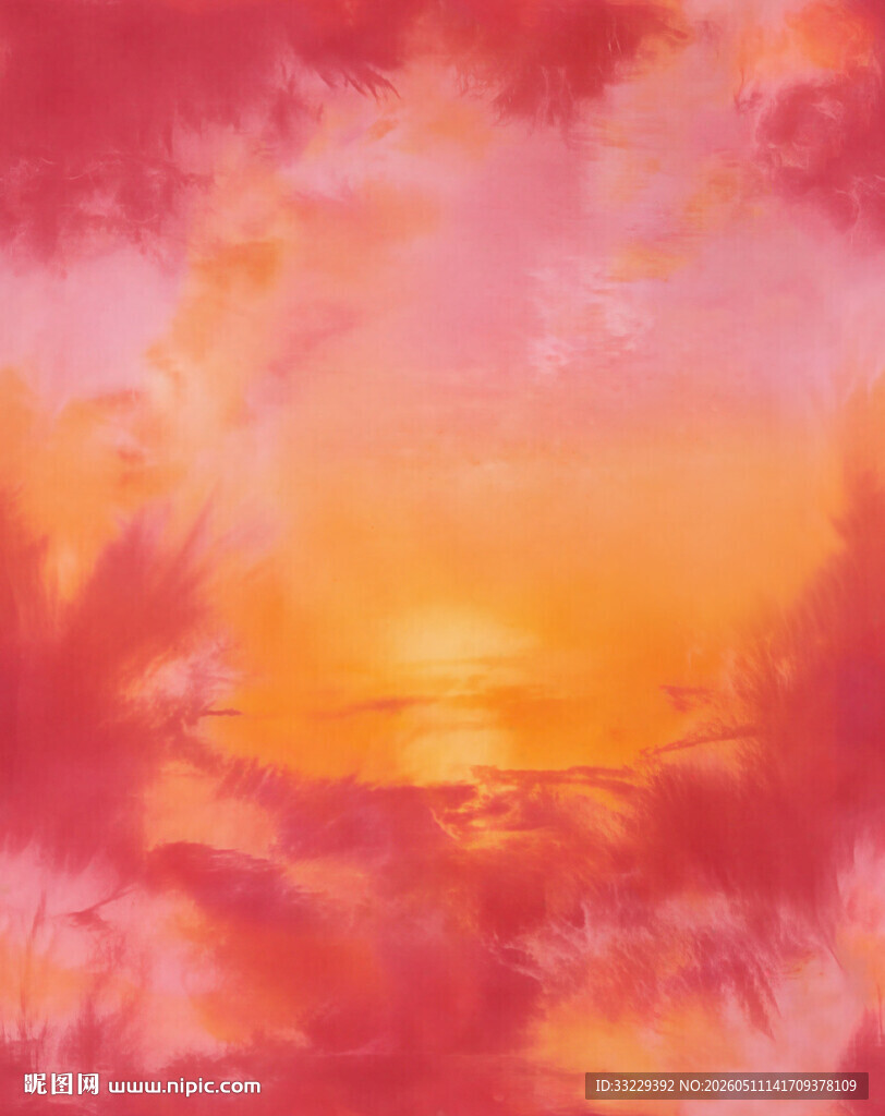 梦幻粉橙天空日落美景