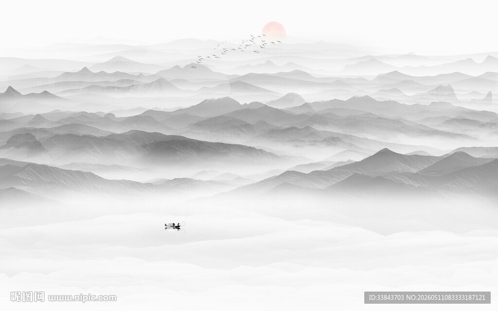 新中式水墨山水画