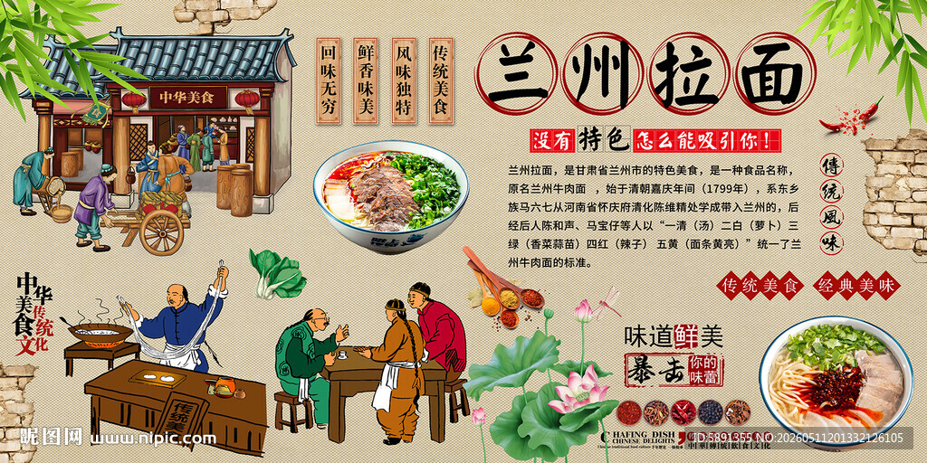 兰州拉面背景墙
