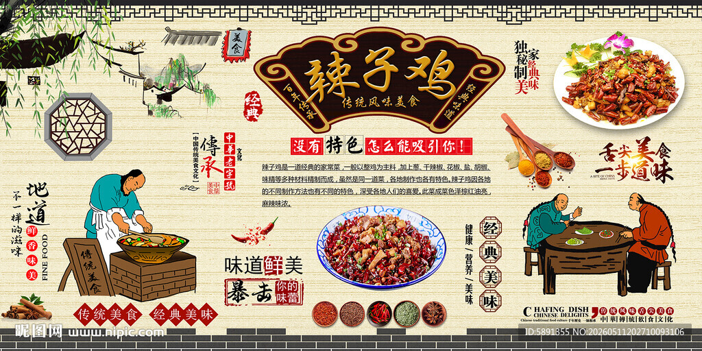 辣子鸡背景墙