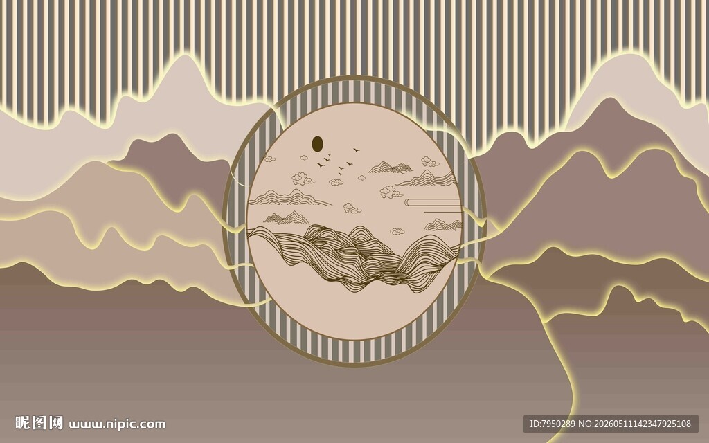 复古风格山峦抽象图案