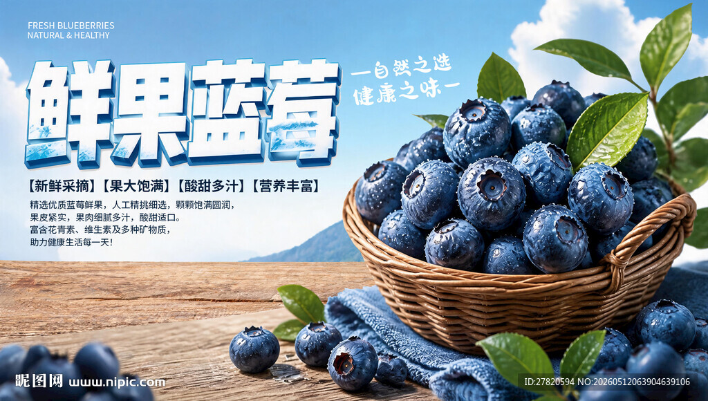 蓝莓促销水果海报