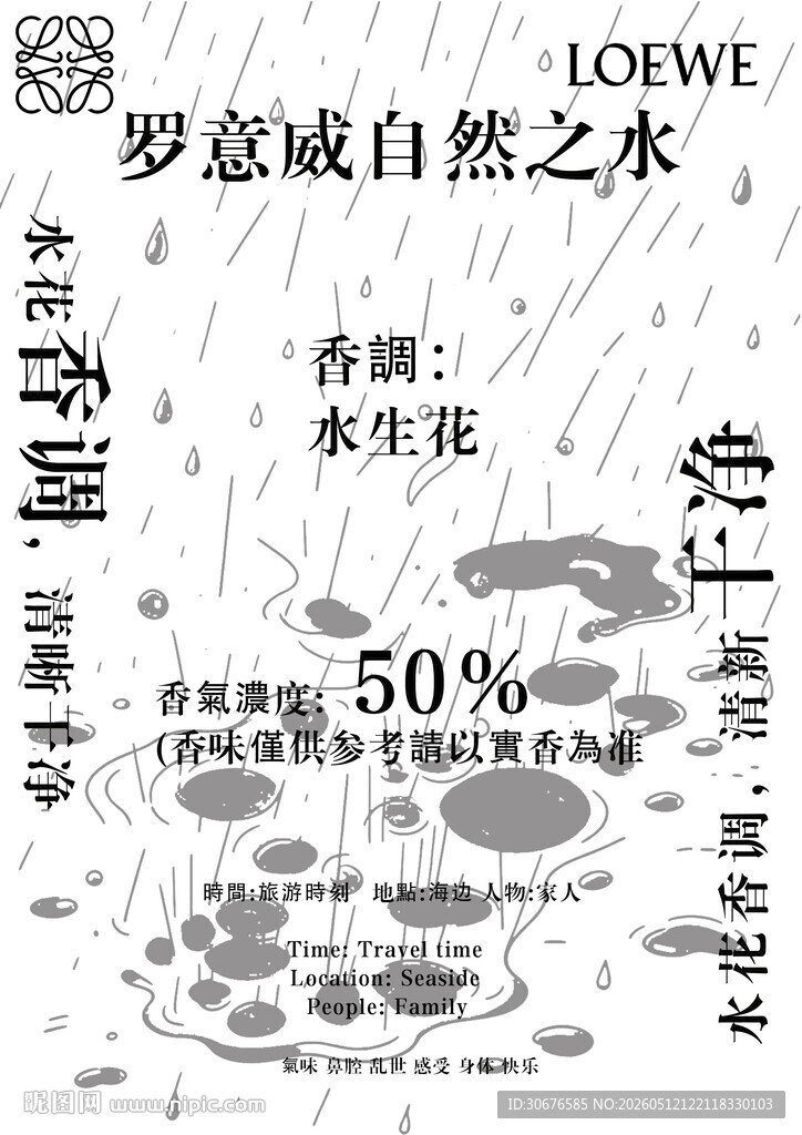 罗意威自然之水香水海报