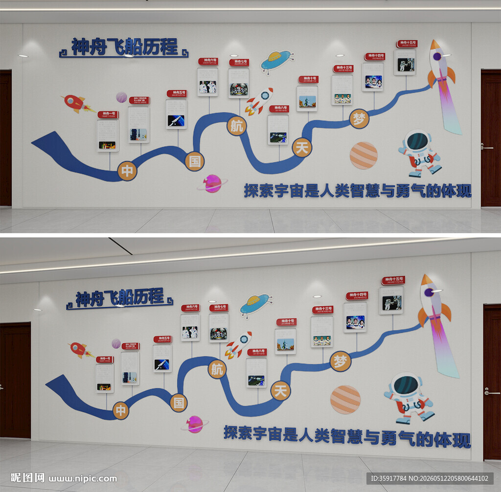 神州飞船历程文化墙