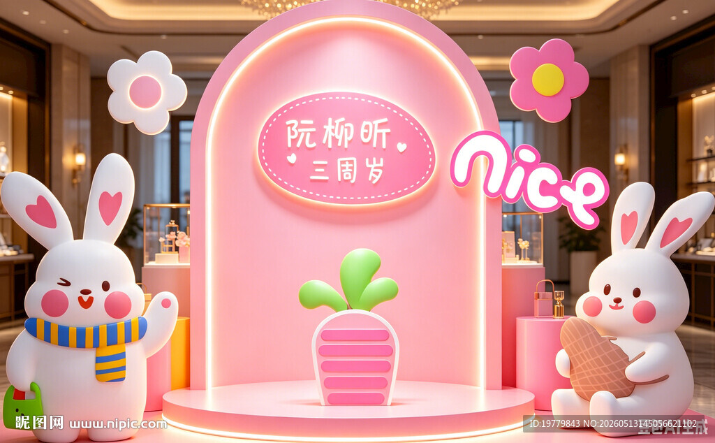 可爱兔子主题甜美打卡场景