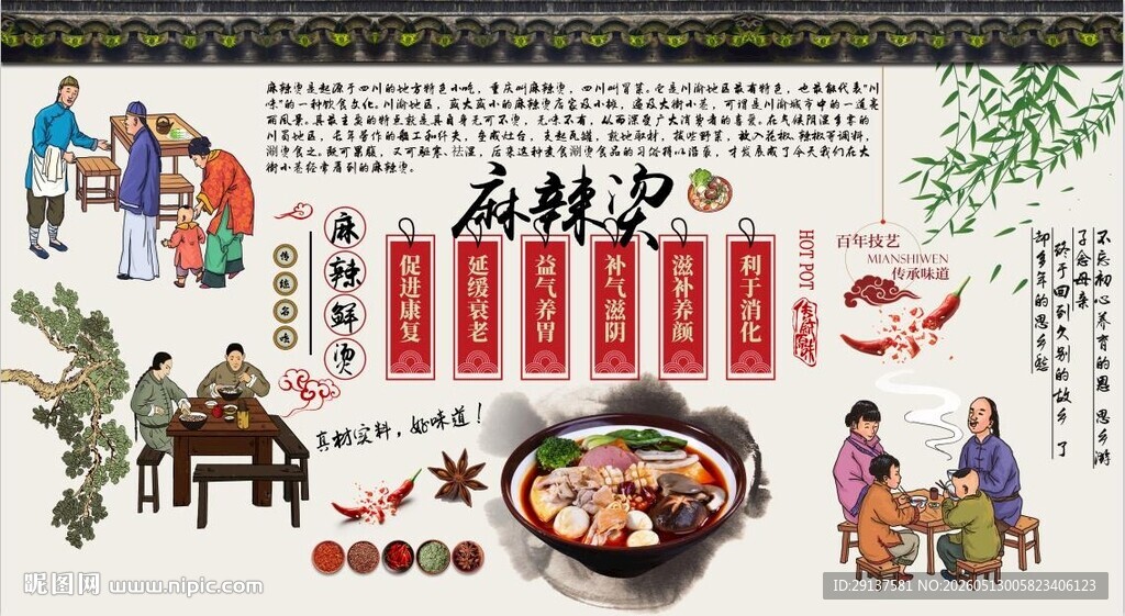 麻辣烫饭店背景墙装饰画