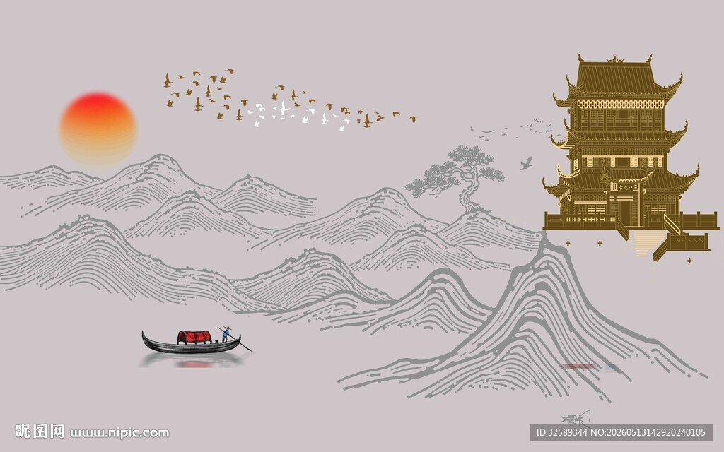 水墨山水间的古韵景致