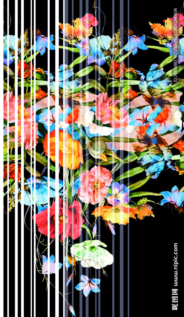 绚丽花卉线条艺术图案