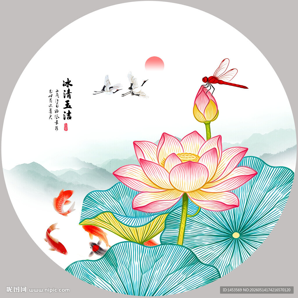 荷花插画