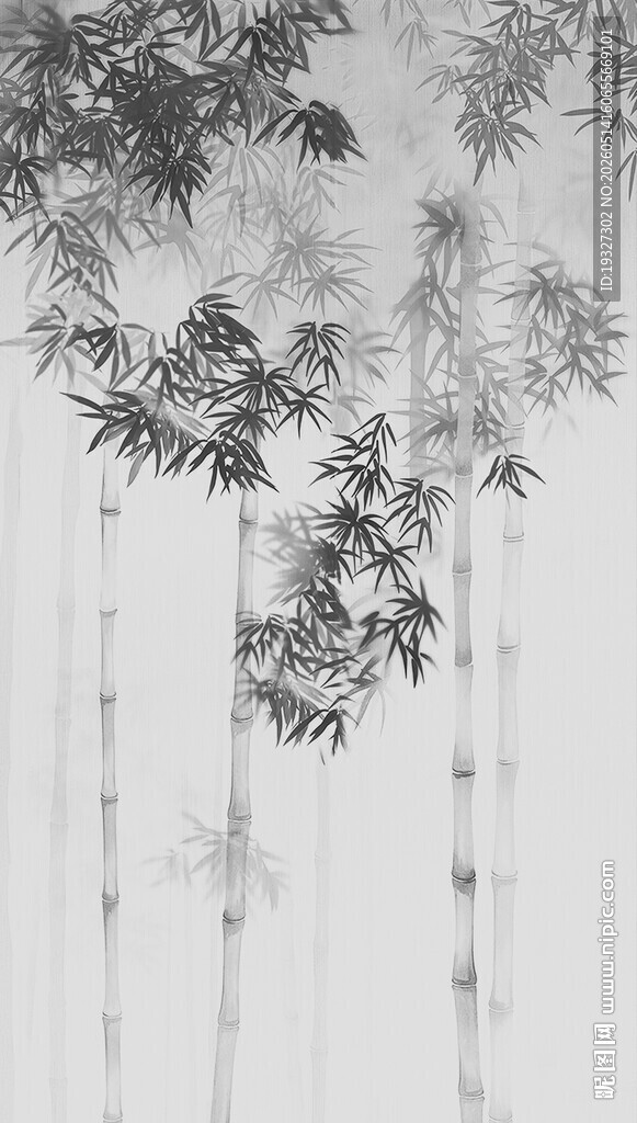 玄关新中式水墨竹子装饰画