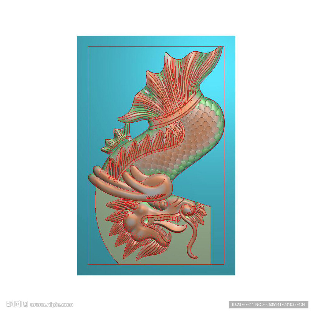 墓碑龙鱼角花石雕精雕图浮雕灰度