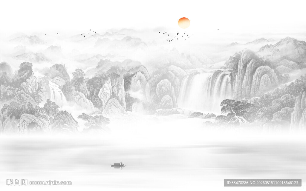 国画山水水墨画