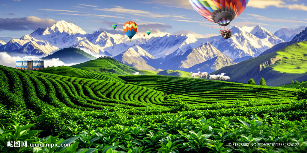茶园雪山