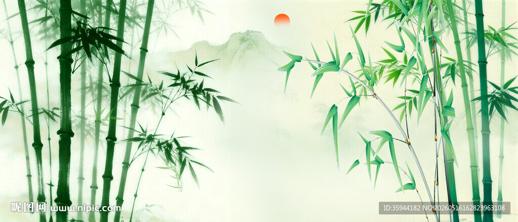 竹影新中式灯箱水墨竹子