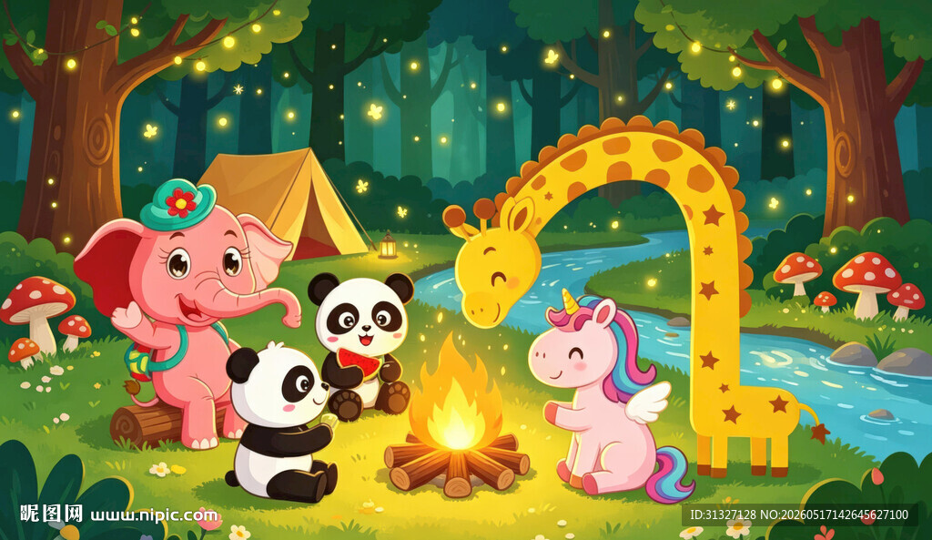 森林里的动物欢乐聚会图片