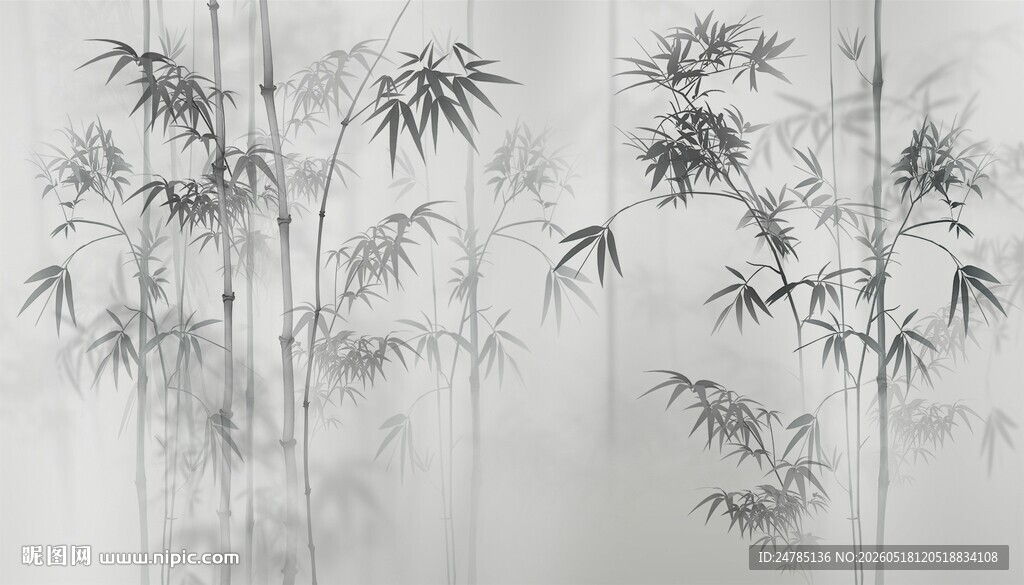 灯箱新中式水墨竹子