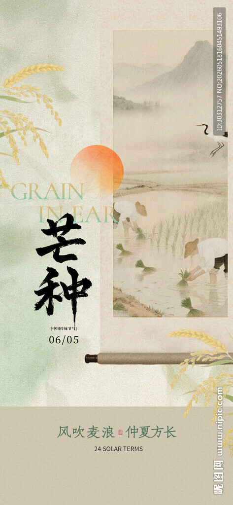 芒种节气传统意境画面
