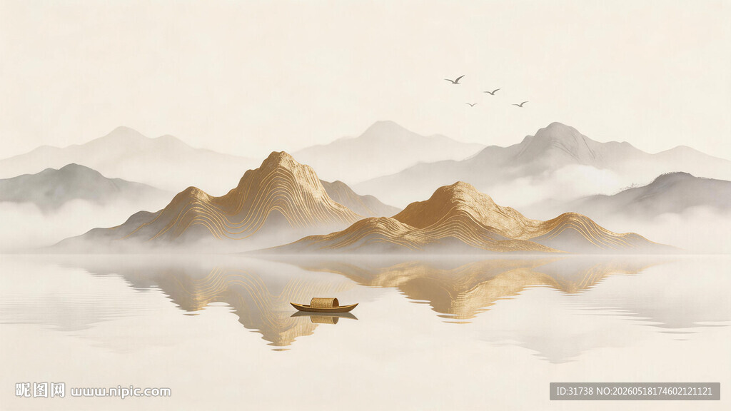 金色山水画