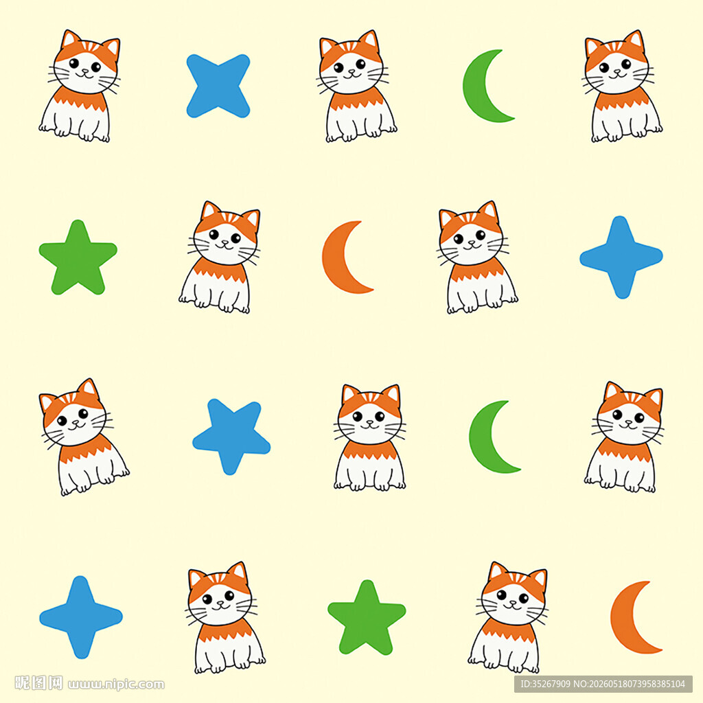 小猫家纺印花四方连续图案