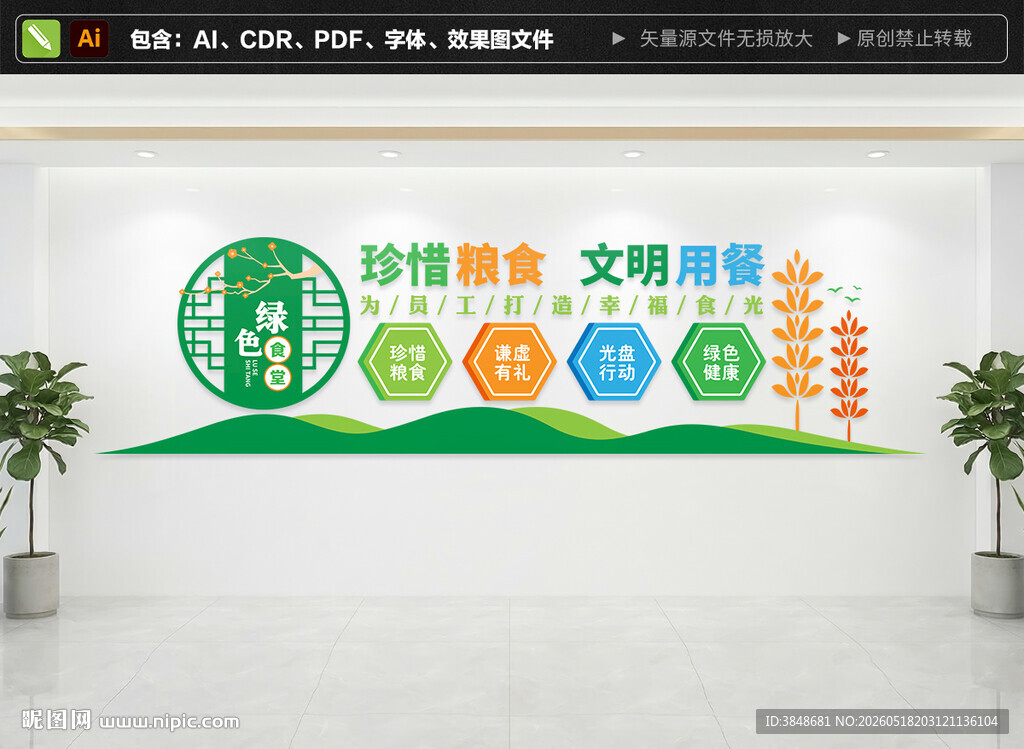 职工绿色食堂文化墙