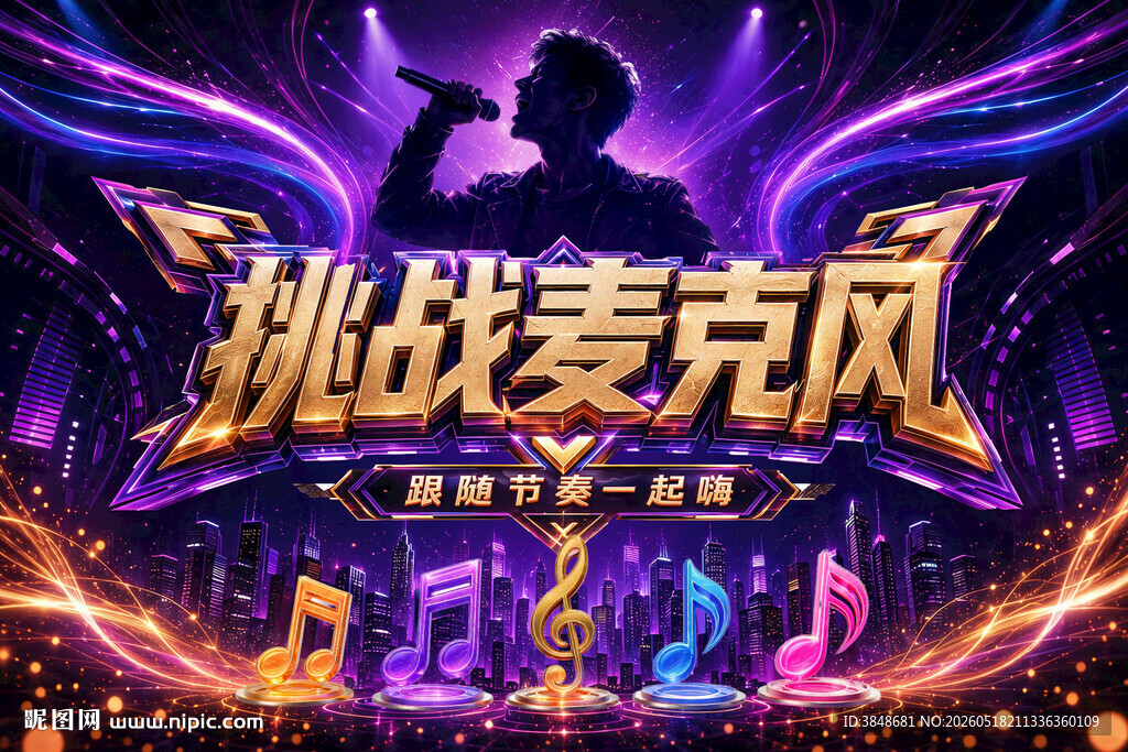 歌唱比赛挑战麦克风海报