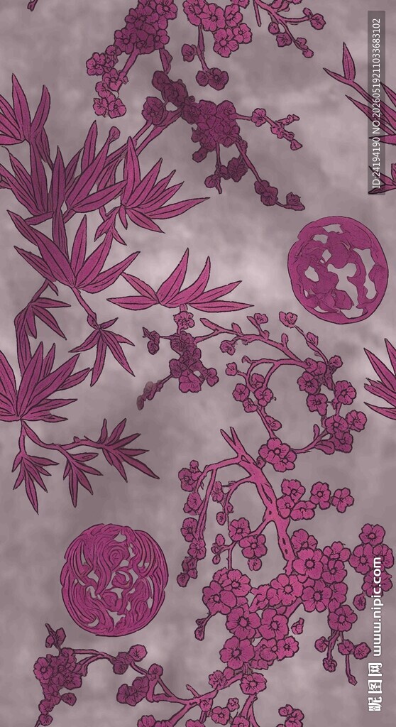 中式花卉图案布料