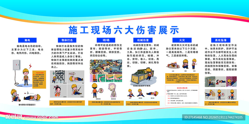 施工 六大 伤害  安全漫画 