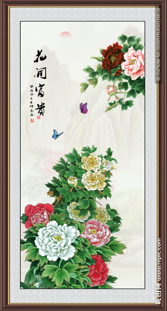 玄关牡丹装饰画