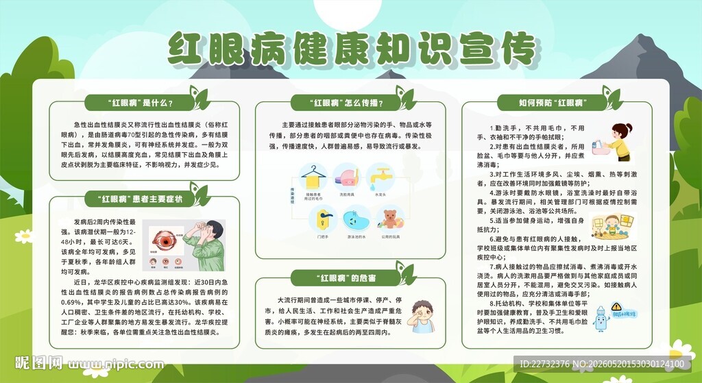 预防红眼病健康科普宣传栏