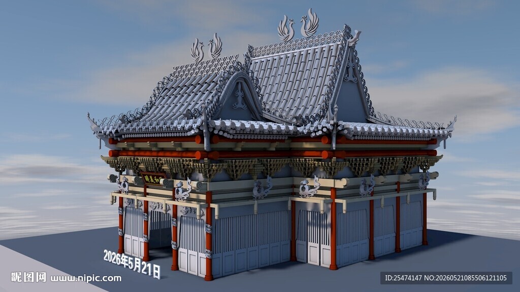 中式古建筑3D模型展示