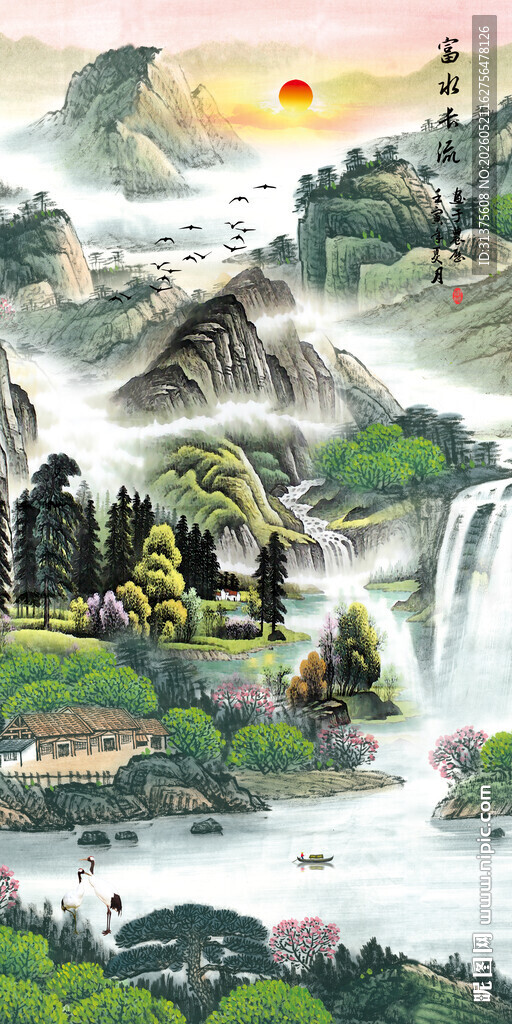 竖幅山水画