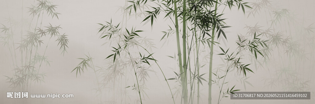 新中式巨幅水墨竹子