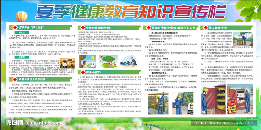施工工地夏季健康教育知识宣传栏