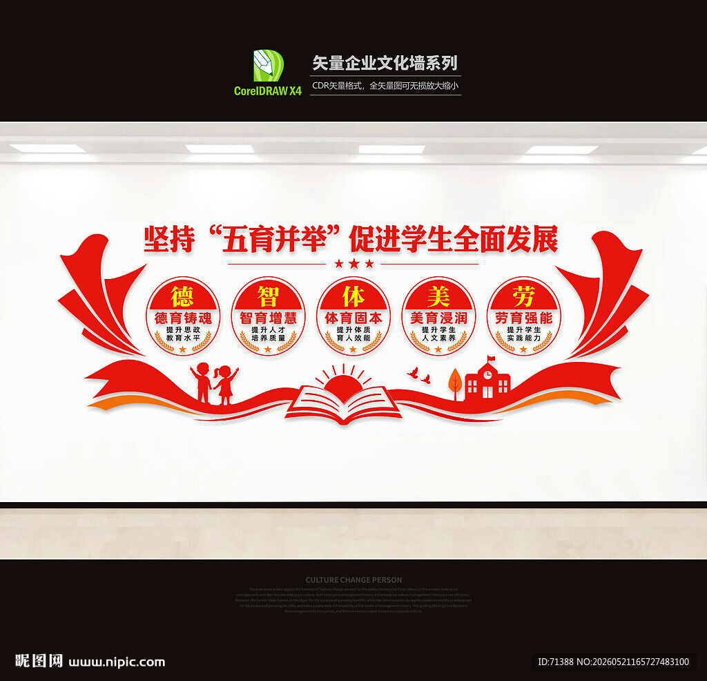 五育并举校园文化墙